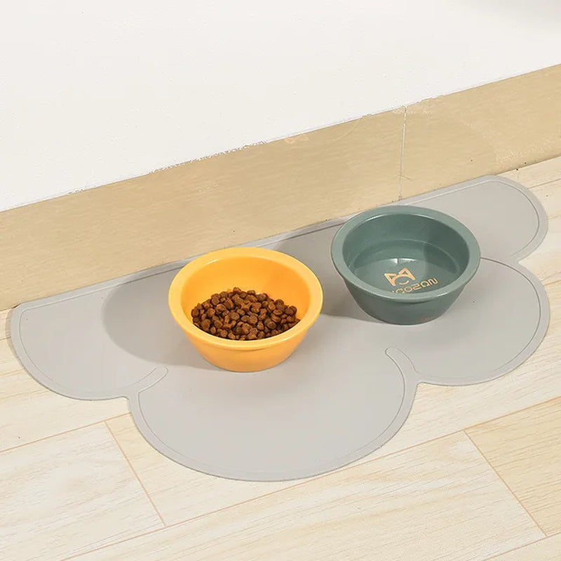 Pet Cat Bowl Food Mat with High Lips Silicone Non-Stick Waterproof Dog Food Feeding Pad Puppy Feeder Tray Water Cushion Placemat