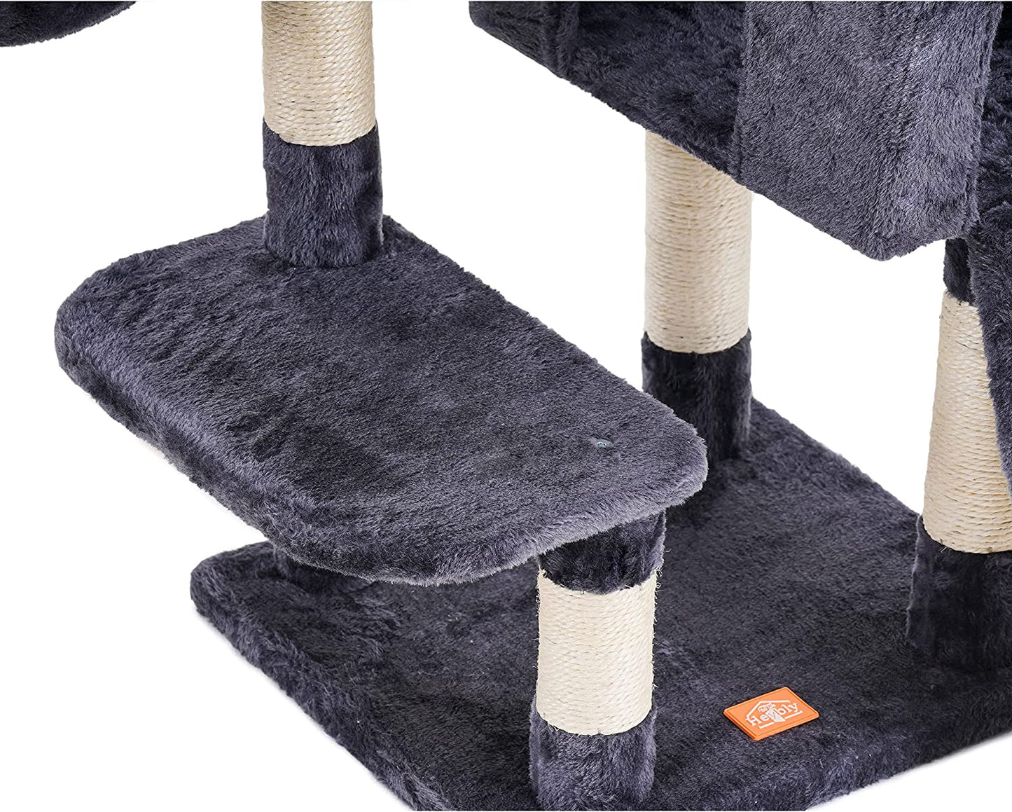 Cat Tree, Cat Tower for Indoor Cats with Scratching Board, Multi-Level Cat Furniture Condo with Feeding Bowl Smoky Gray