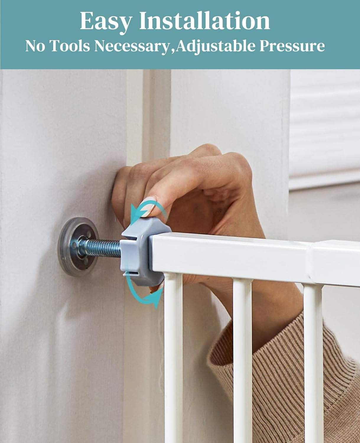 29-39.6" Baby Gate for Pets, Auto Close Both Sides with One-Hand Opening, 30" Tall Safety Gates for Stairs, Hallways, Bedrooms, Wall Pressure Mount No Drill, White