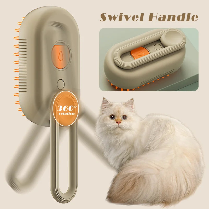 Pet Steam Brush Cleaning Steamy Spray Massage Beauty Comb 3 in 1 Hair Removal Grooming Supplies