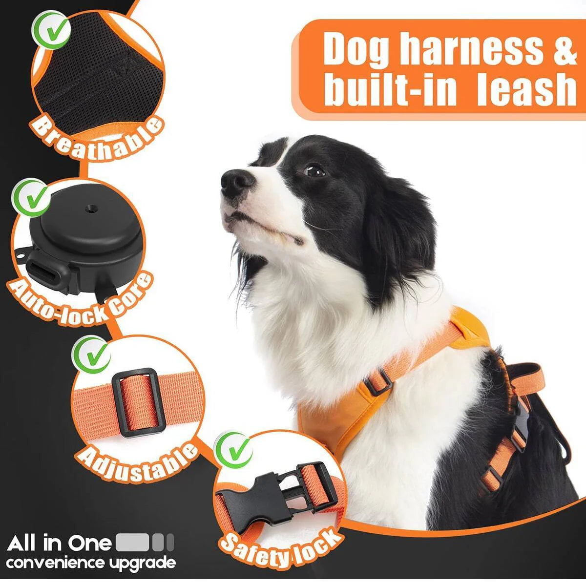 Superidag 2 in 1 Dog Harness with Retractable Cord