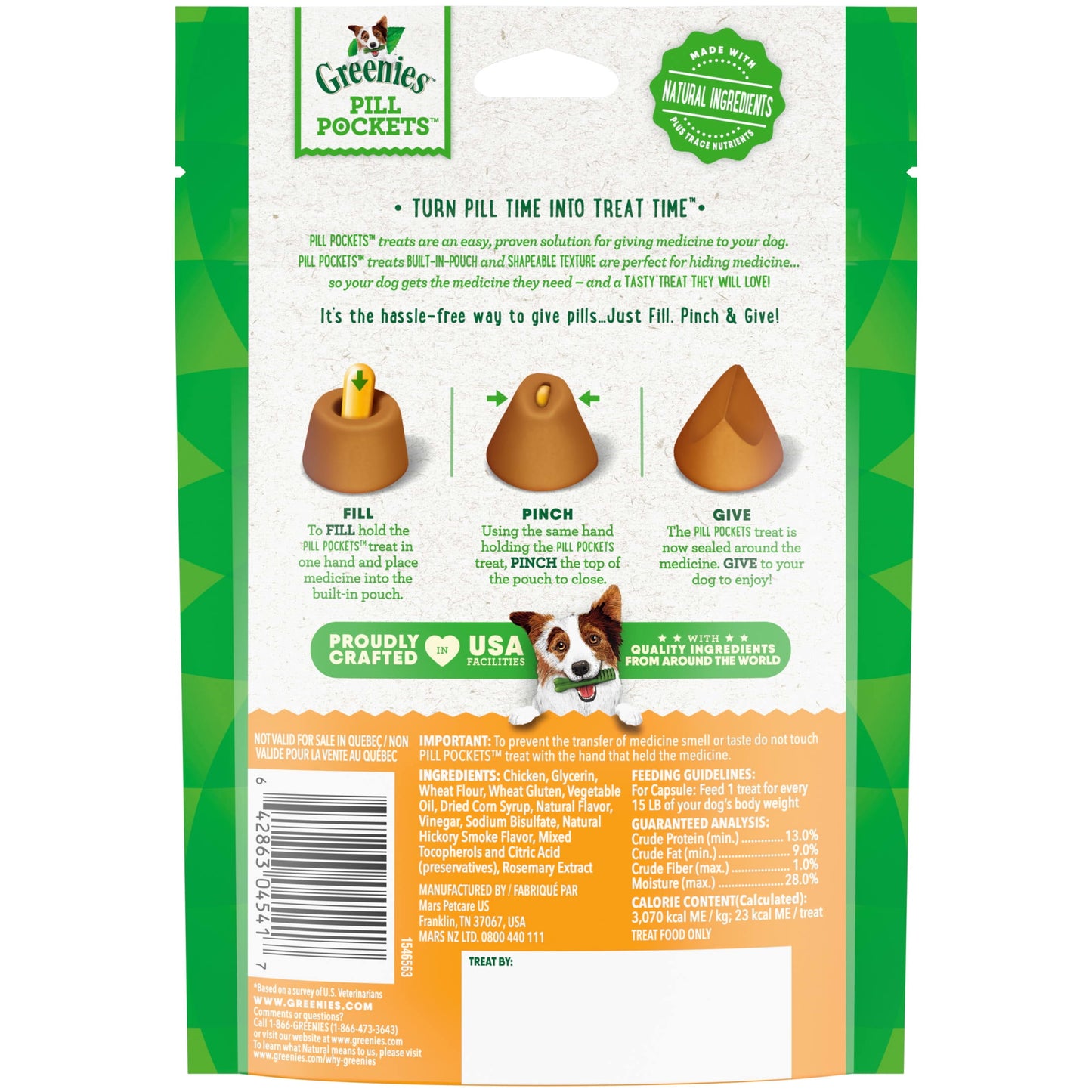 PILL POCKETS for Dogs Capsule Size Natural Soft Dog Treats, Chicken Flavor, 7.9 Oz. Pack (30 Treats)