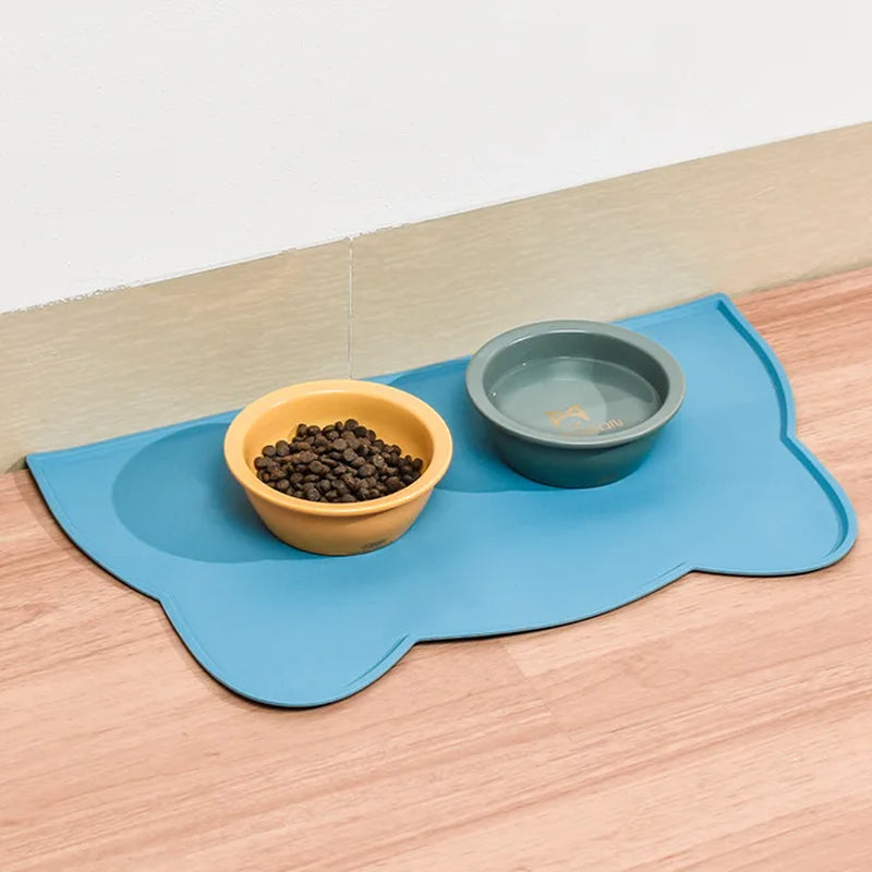 Pet Cat Bowl Food Mat with High Lips Silicone Non-Stick Waterproof Dog Food Feeding Pad Puppy Feeder Tray Water Cushion Placemat
