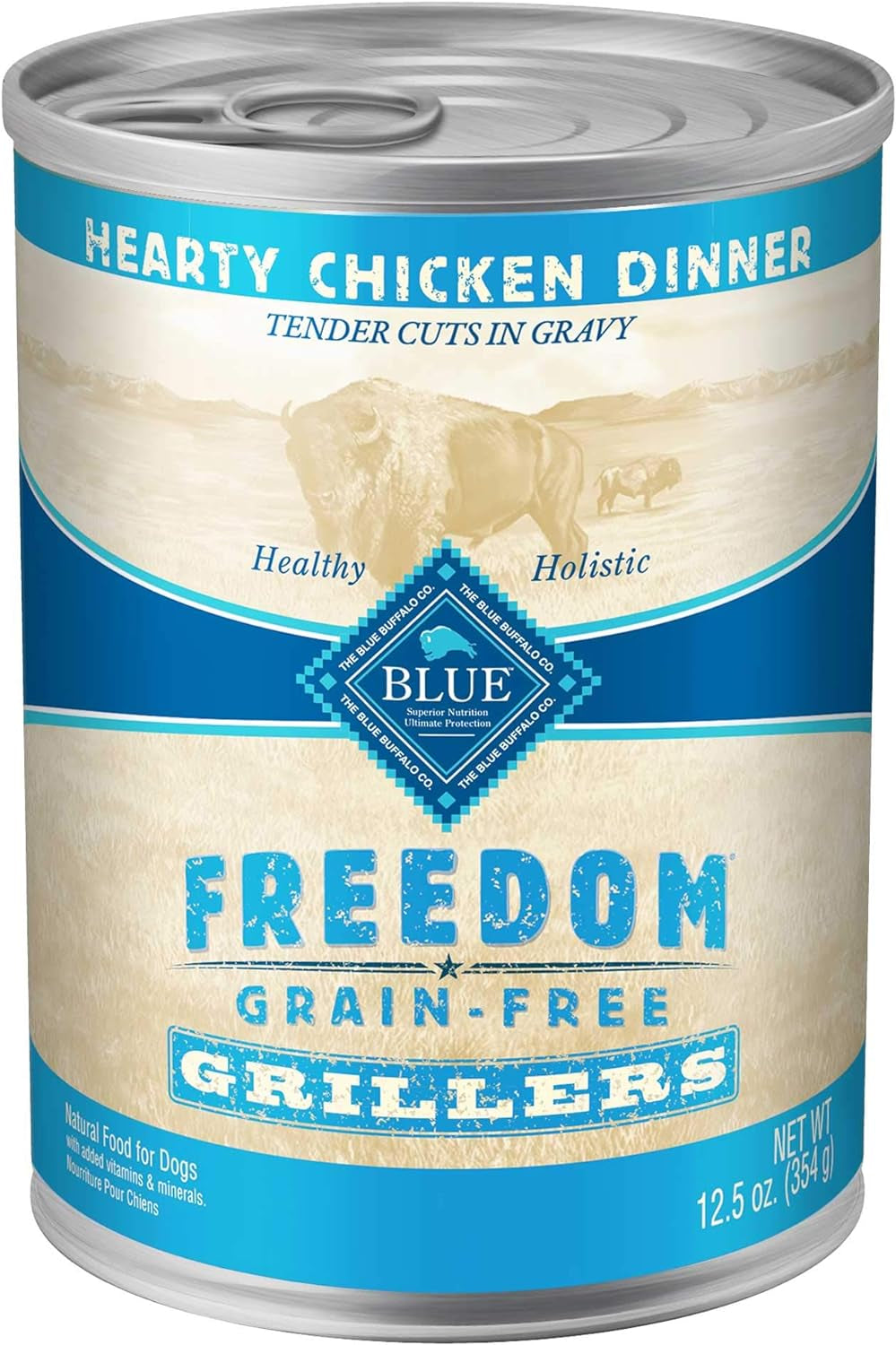 Freedom Grillers Grain Free Natural Adult Wet Dog Food, Hearty Chicken 12.5Oz Cans (Pack of 12)