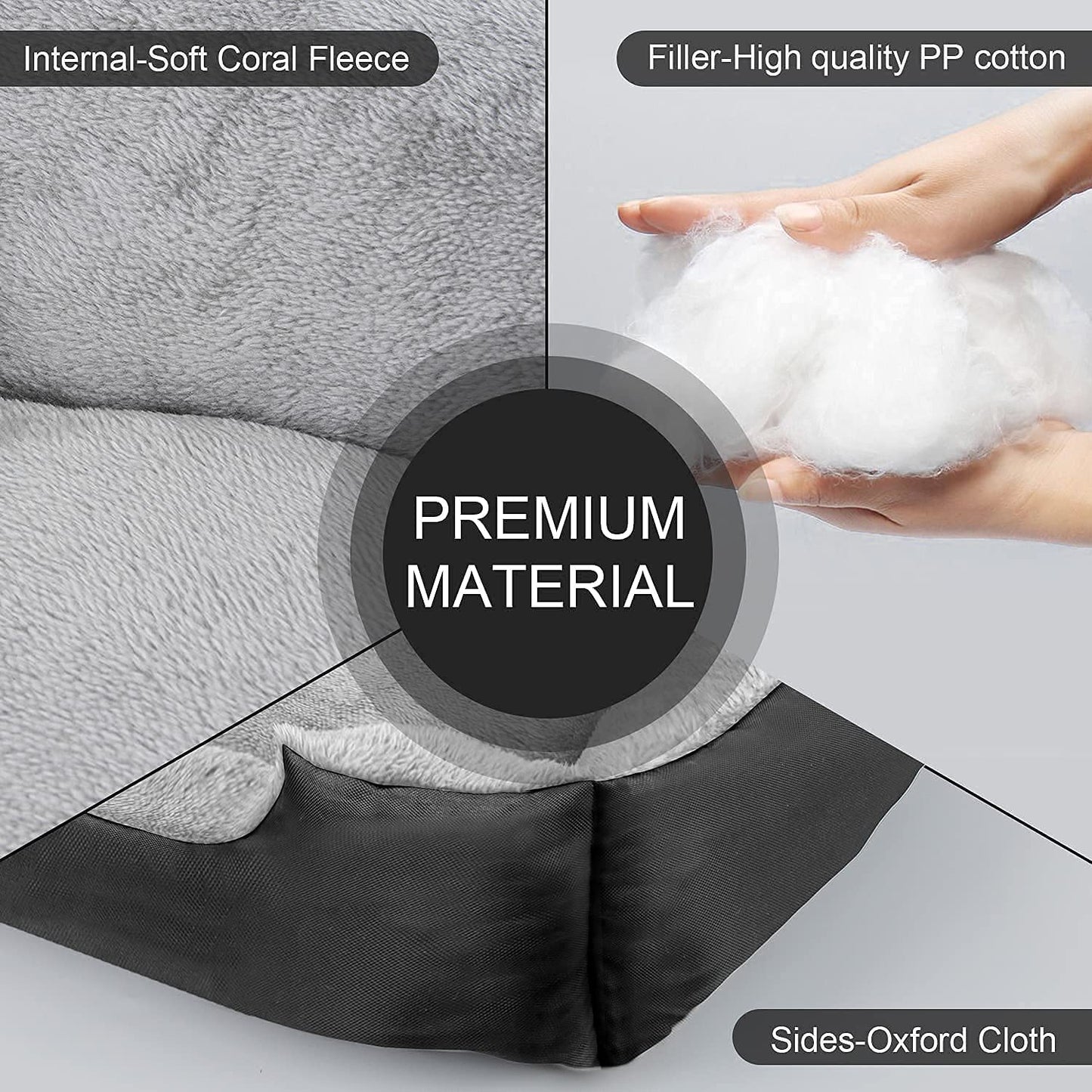 Dog Bed, Dog Bed for Medium Dogs, Washable Rectangular Pet Bed with Warm Breathable, Bottom with Soft Cotton and Coral Fleece