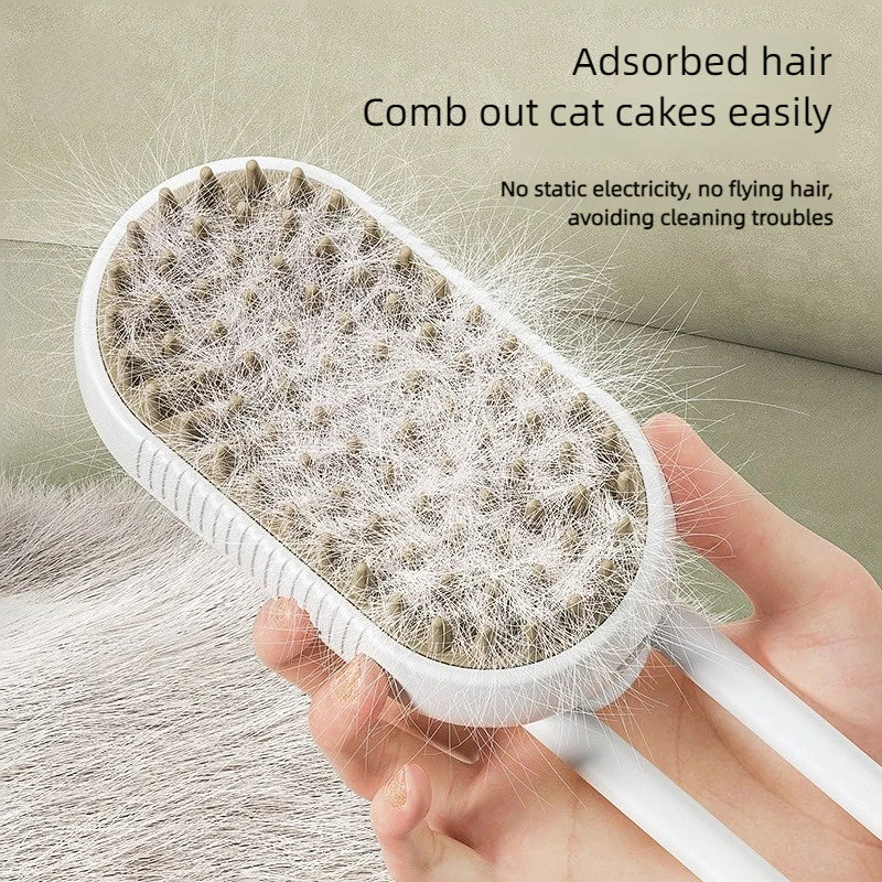 Pet Steam Brush Cleaning Steamy Spray Massage Beauty Comb 3 in 1 Hair Removal Grooming Supplies