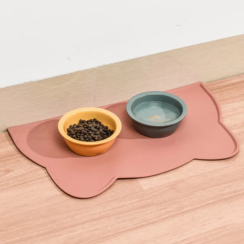 Pet Cat Bowl Food Mat with High Lips Silicone Non-Stick Waterproof Dog Food Feeding Pad Puppy Feeder Tray Water Cushion Placemat