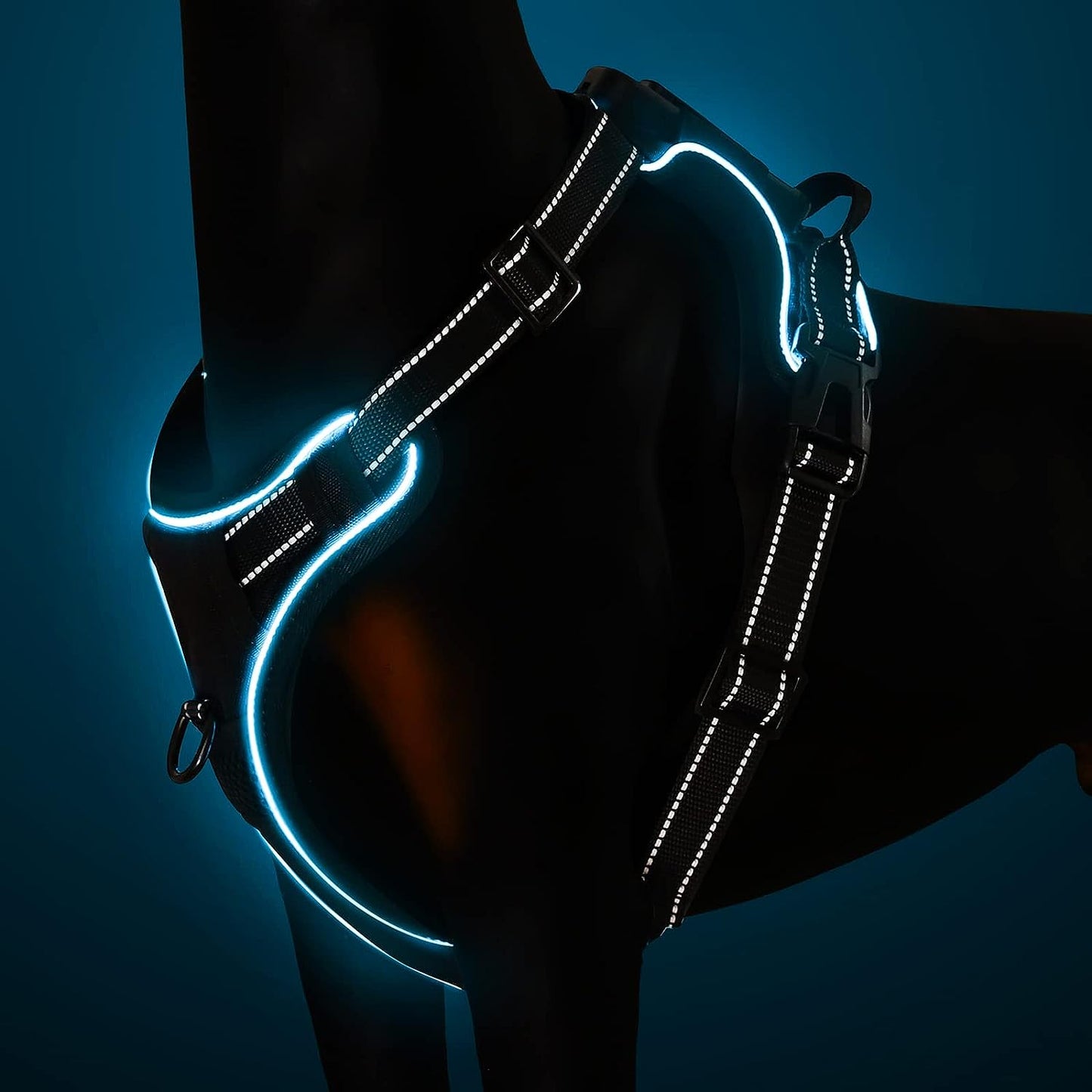 No Pull Dog Harness, Light up Dog Harness There Are 3 Light Modes with Control Handle and Reflective Strap, Adjustable Breathable Dog Vest Suitable for Small, Medium, Large Dogs(S)