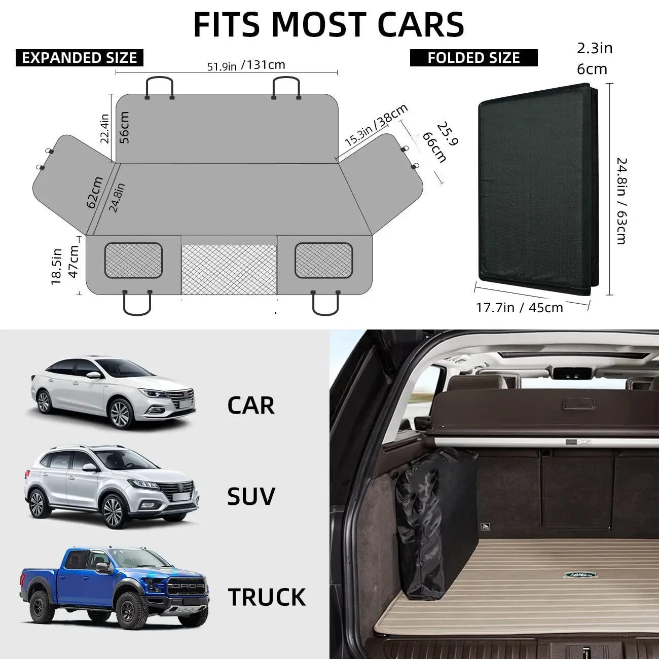 2023 New Design Large Pet Back Seat Extender Car Backseat Protector Hard Bottom for Travel