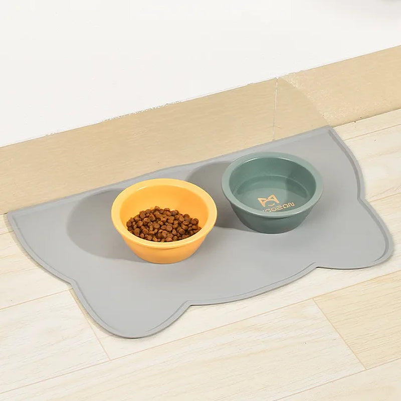 Pet Cat Bowl Food Mat with High Lips Silicone Non-Stick Waterproof Dog Food Feeding Pad Puppy Feeder Tray Water Cushion Placemat