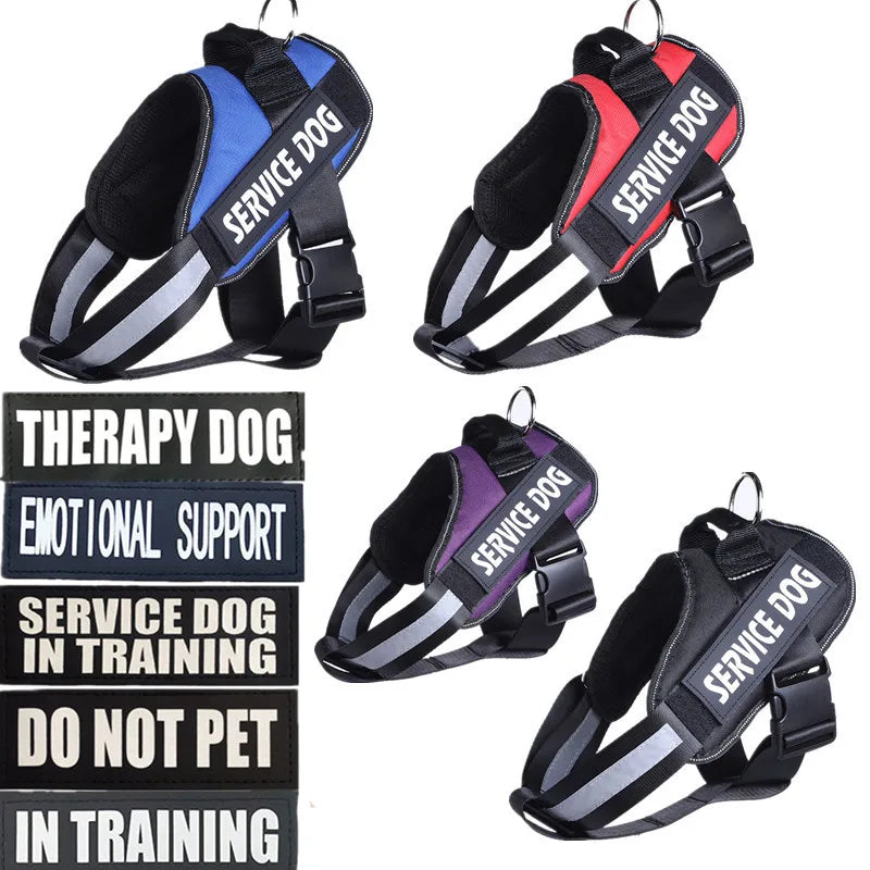 Medium Small Reflective Dog Vest Service Dog Harness Large Dog Collar Soft Vest Patches THERAPY DOG Do Not Pet Emotional