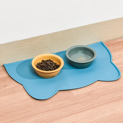 Pet Cat Bowl Food Mat with High Lips Silicone Non-Stick Waterproof Dog Food Feeding Pad Puppy Feeder Tray Water Cushion Placemat