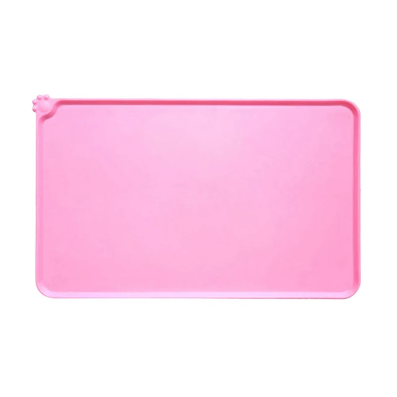 Pet Cat Bowl Food Mat with High Lips Silicone Non-Stick Waterproof Dog Food Feeding Pad Puppy Feeder Tray Water Cushion Placemat
