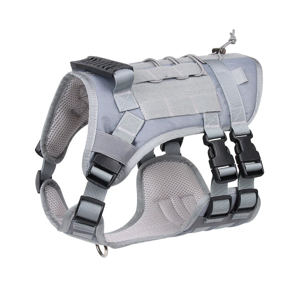 Tactical Dog Harness with 6 Metal Buckles for Large or Medium Dogs, Dog MOLLE Vest with Handle for Walking Training Hiking